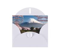WZYCWB Cartes de vacances imprimées blanches du mont Fuji au début du printemps - Parfait pour les vœux de vacances réconfortants
