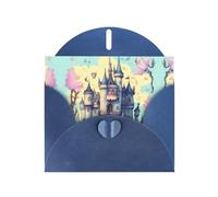 WZYCWB Cartes de vacances imprimées bleu château de conte de fées - Parfait pour les vœux de vacances réconfortants