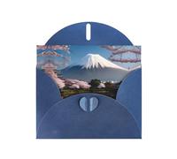 WZYCWB Cartes de vacances imprimées bleues du mont Fuji au début du printemps - Parfait pour les vœux de vacances réconfortants