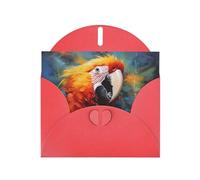 WZYCWB Cartes de vacances imprimées en rouge perroquet avec plumes colorées - Parfait pour les vœux de vacances réconfortants
