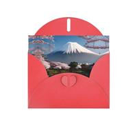 WZYCWB Cartes de vacances imprimées rouges du mont Fuji au début du printemps - Parfait pour les vœux de vacances réconfortants