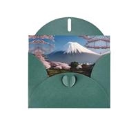 WZYCWB Cartes de vacances imprimées vert foncé Mt. Fuji au début du printemps - Parfait pour les vœux de vacances réconfortants