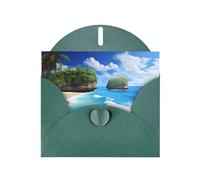 WZYCWB Cartes de vacances imprimées vert foncé Nice Beach - Parfaites pour les vœux de vacances réconfortants