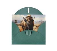 WZYCWB Cartes de vacances imprimées vert foncé pour troupeau de bisons d'Amérique du Nord - Parfait pour les vœux de vacances réconfortants