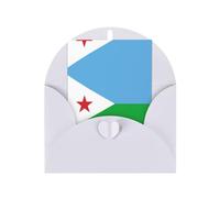WZYCWB Cartes de vœux vierges avec motif drapeau de Djibouti - Pliable - 15,2 x 10,2 cm - Pour Noël, remerciement, famille, anniversaire - Avec enveloppes