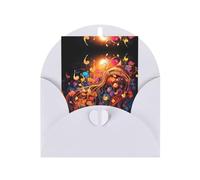 WZYCWB Cartes de vœux vierges colorées avec notes de musique - 15,2 x 10,2 cm - Pour Noël, remerciement, famille, anniversaire - Avec enveloppes