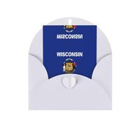 WZYCWB Cartes de vœux vierges pliables avec enveloppes Motif drapeau de l'État du Wisconsin 15,2 x 10,2 cm