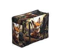 WZYCWB Cartoon Fox Sac de rangement fourre-tout pour adultes, taille unique, noir, polyester avec doublure en vinyle, fermeture éclair, 40 x 53 x 23 cm, pliable, léger, grande capacité