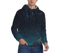 WZYCWB Cartoon Starry Sky Sweat à capuche ample pour homme Manches longues Cordon de serrage Poche Veste de sport, noir, Large
