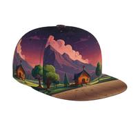WZYCWB Casquette de baseball House Night imprimée à bord plat, taille réglable, chapeau décontracté coupe-vent pour randonnée en plein air et camping, noir