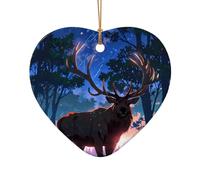 WZYCWB Ce beau sapin de Noël en céramique en forme de cœur imprimé avec un motif est parfait pour les fêtes de Noël d'hiver et la décoration de la maison.