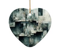 WZYCWB Ce bloc de sapin de Noël en céramique en forme de cœur imprimé avec un motif est parfait pour les fêtes de Noël d'hiver et la décoration de la maison.