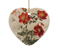 WZYCWB Ce bouquet de Noël en céramique en forme de cœur imprimé avec un motif est parfait pour les fêtes de Noël d'hiver et la décoration de la maison.