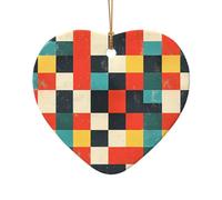 WZYCWB Ce damier en céramique en forme de cœur imprimé avec un motif est parfait pour les fêtes de Noël d'hiver et la décoration de la maison.