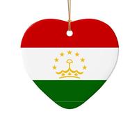 WZYCWB Ce drapeau de sapin de Noël en céramique en forme de cœur du Tadjikistan imprimé avec un motif est parfait pour les fêtes de Noël d'hiver et la décoration de la maison.