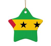 WZYCWB Ce drapeau de sapin de Noël en céramique en forme d'étoile de Sao Tomé-et-Principe imprimé avec un motif est parfait pour les fêtes de Noël d'hiver et la décoration de la maison.