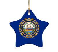 WZYCWB Ce drapeau de sapin de Noël en céramique en forme d'étoile du New Hampshire imprimé avec un motif est parfait pour les fêtes de Noël d'hiver et la décoration de la maison.