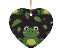WZYCWB Ce fond de grenouille en céramique en forme de cœur imprimé avec un motif est parfait pour les fêtes de Noël d'hiver et la décoration de la maison.