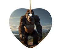 WZYCWB Ce gorille de sapin de Noël en céramique en forme de cœur imprimé avec un motif est parfait pour les fêtes de Noël d'hiver et la décoration de la maison.