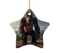 WZYCWB Ce gorille de sapin de Noël en céramique en forme d'étoile imprimée avec un motif est parfait pour les fêtes de Noël d'hiver et la décoration de la maison.