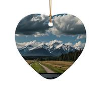 WZYCWB Ce paysage de sapin de Noël en céramique en forme de cœur imprimé avec un motif est parfait pour les fêtes de Noël d'hiver et la décoration de la maison.