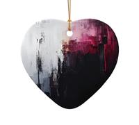 WZYCWB Ce sapin de Noël binaire en céramique en forme de cœur imprimé avec un motif est parfait pour les fêtes de Noël d'hiver et la décoration de la maison.