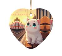 WZYCWB Ce sapin de Noël en céramique blanche en forme de cœur imprimé avec un motif est parfait pour les fêtes de Noël d'hiver et la décoration de la maison.