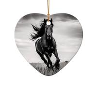 WZYCWB Ce sapin de Noël en céramique en forme de cœur avec étalon noir imprimé avec un motif est parfait pour les fêtes de Noël d'hiver et la décoration de la maison.