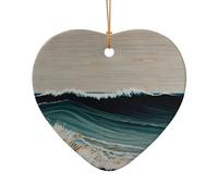 WZYCWB Ce sapin de Noël en céramique en forme de cœur avec lignes et vagues imprimées avec un motif est parfait pour les fêtes de Noël d'hiver et la décoration de la maison.