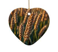 WZYCWB Ce sapin de Noël en céramique en forme de cœur avec oreilles de blé imprimées avec un motif est parfait pour les fêtes de Noël d'hiver et la décoration de la maison.