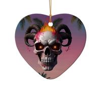 WZYCWB Ce sapin de Noël en céramique en forme de cœur avec une flamme rose imprimée avec un motif est parfait pour les fêtes de Noël d'hiver et la décoration de la maison.