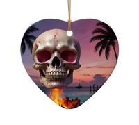 WZYCWB Ce sapin de Noël en céramique en forme de cœur coloré avec une flamme rose imprimée avec un motif est parfait pour les fêtes de Noël d'hiver et la décoration de la maison.