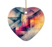 WZYCWB Ce sapin de Noël en céramique en forme de cœur dégradé abstrait imprimé avec un motif est parfait pour les fêtes de Noël d'hiver et la décoration de la maison.