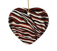 WZYCWB Ce sapin de Noël en céramique en forme de cœur épais rouge et noir imprimé avec un motif est parfait pour les fêtes de Noël d'hiver et la décoration de la maison.