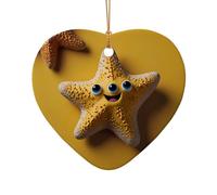 WZYCWB Ce sapin de Noël en céramique en forme de cœur est une jolie étoile de mer imprimée avec un motif est parfait pour les fêtes de Noël d'hiver et la décoration de la maison.