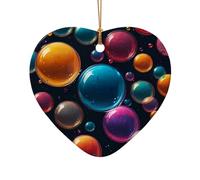 WZYCWB Ce sapin de Noël en céramique en forme de cœur imprimé avec un motif est parfait pour les fêtes de Noël d'hiver et la décoration de la maison.