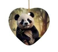 WZYCWB Ce sapin de Noël en céramique en forme de cœur imprimé panda avec un motif est parfait pour les fêtes de Noël d'hiver et la décoration de la maison.