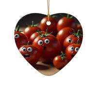 WZYCWB Ce sapin de Noël en céramique en forme de cœur imprimé tomate avec un motif est parfait pour les fêtes de Noël d'hiver et la décoration de la maison.