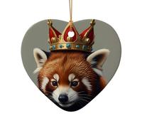 WZYCWB Ce sapin de Noël en céramique en forme de cœur panda rouge portant des couronnes imprimées avec un motif est parfait pour les fêtes de Noël d'hiver et la décoration de la maison.