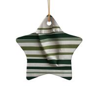 WZYCWB Ce sapin de Noël en céramique en forme d'étoile à rayures vertes imprimées avec un motif est parfait pour les fêtes de Noël d'hiver et la décoration de la maison.