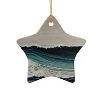 WZYCWB Ce sapin de Noël en céramique en forme d'étoile avec lignes et vagues imprimées avec un motif est parfait pour les fêtes de Noël d'hiver et la décoration de la maison.