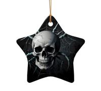 WZYCWB Ce sapin de Noël en céramique en forme d'étoile bleu crâne araignée imprimé avec un motif est parfait pour les fêtes de Noël d'hiver et la décoration de la maison.