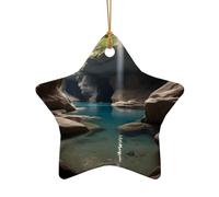 WZYCWB Ce sapin de Noël en céramique en forme d'étoile cachée avec une rivière souterraine imprimée avec un motif est parfait pour les fêtes de Noël d'hiver et la décoration de la maison.