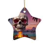 WZYCWB Ce sapin de Noël en céramique en forme d'étoile colorée avec une flamme rose imprimée avec un motif est parfait pour les fêtes de Noël d'hiver et la décoration de la maison.