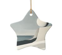 WZYCWB Ce sapin de Noël en céramique en forme d'étoile de style côtier minimaliste imprimé avec un motif est parfait pour les fêtes de Noël d'hiver et la décoration de la maison.