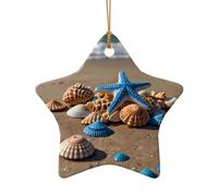 WZYCWB Ce sapin de Noël en céramique en forme d'étoile imprimé avec un motif est parfait pour les fêtes de Noël d'hiver et la décoration de la maison.