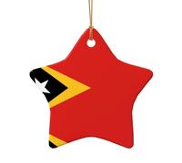 WZYCWB Ce sapin de Noël en céramique en forme d'étoile République démocratique du Timor-Leste imprimé avec un motif est parfait pour les fêtes de Noël d'hiver et la décoration de la maison.