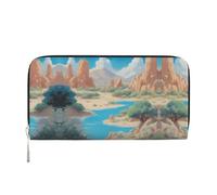 WZYCWB Ces pochettes en cuir noir avec fermeture éclair et porte-cartes sont parfaites pour les voyages ou un usage quotidien, Oasis dans le désert, Taille unique