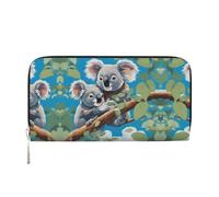 WZYCWB Ces pochettes en cuir noir avec fermeture éclair et porte-cartes sont parfaites pour les voyages ou un usage quotidien, Deux koalas mignons, One Size