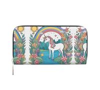 WZYCWB Ces pochettes en cuir noir avec fermeture éclair et porte-cartes sont parfaites pour les voyages ou un usage quotidien, Licornes au bord de la rivière, One Size